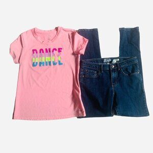 B’Gosh/ DSG Sz 10/12 girls 2 piece jeans/ shirt set